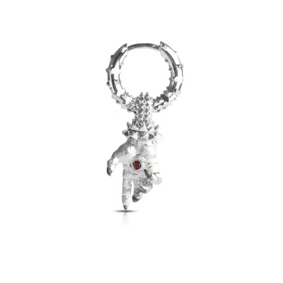 KASUN MEN'S HAND OF THE PROTECTOR EARRINGS - JANUARY - GARNET - SILVER