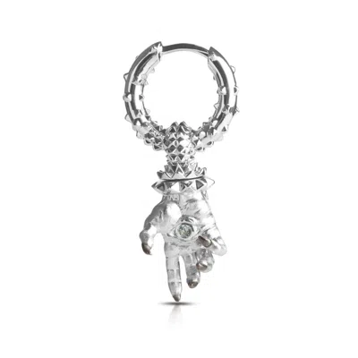 KASUN MEN'S HAND OF THE PROTECTOR EARRINGS - MARCH - AQUAMARINE - SILVER