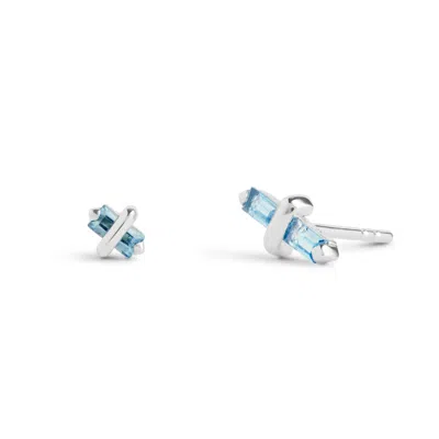 KASUN WOMEN'S BLUE / SILVER CANDY KISS EARRINGS - NOVEMBER - TOPAZ - SILVER