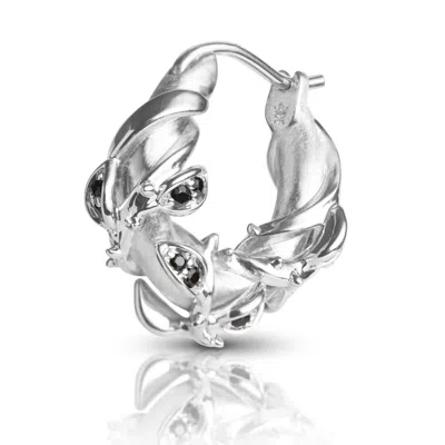 KASUN WOMEN'S ENCHANTED BLACK FOREST HOOP EARRING - SILVER