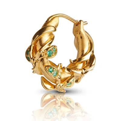 KASUN WOMEN'S ENCHANTED EMERALD FOREST HOOP EARRING - GOLD VERMEIL