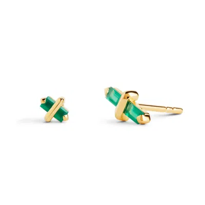 KASUN WOMEN'S GOLD / GREEN CANDY KISS EARRINGS - MAY - GREEN AGATE - GOLD VERMEIL