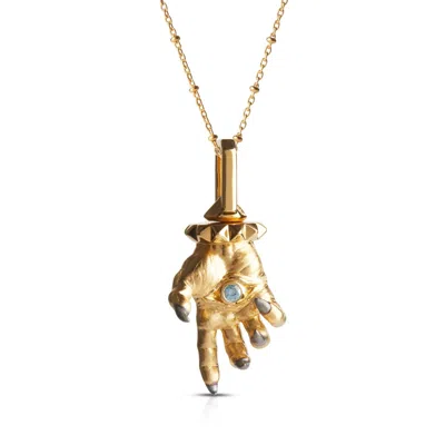 KASUN WOMEN'S HAND OF THE PROTECTOR PENDANT - NOVEMBER - TOPAZ - GOLD VERMEIL