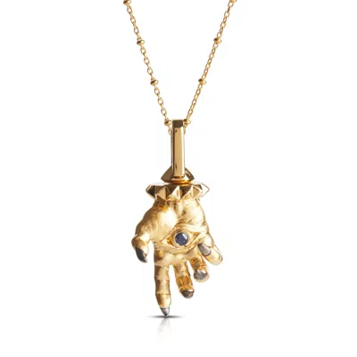 KASUN WOMEN'S HAND OF THE PROTECTOR PENDANT - SEPTEMBER - SAPPHIRE - GOLD VERMEIL