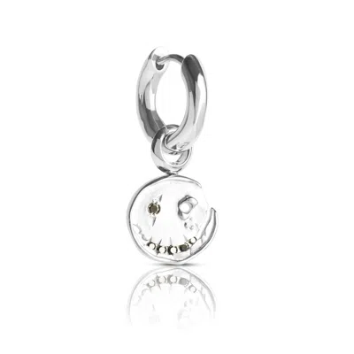 KASUN WOMEN'S SMILE HOOP EARRINGS – APRIL – DIAMOND- SILVER