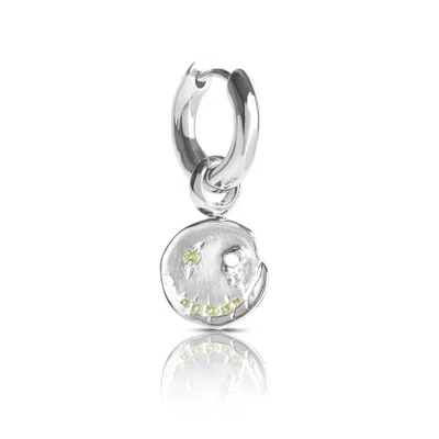 KASUN WOMEN'S SMILE HOOP EARRINGS – AUGUST – PERIDOT – SILVER