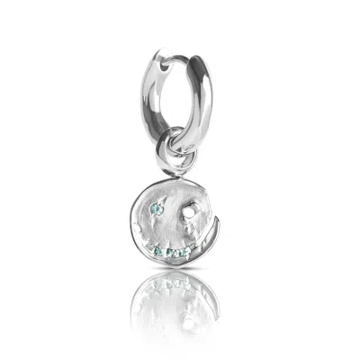 KASUN WOMEN'S SMILE HOOP EARRINGS – NOVEMBER – TOPAZ – SILVER