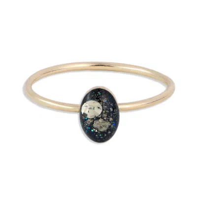 KATE KOEL WOMEN'S BLACK / GOLD TINY OVAL GALAXY GOLD RING