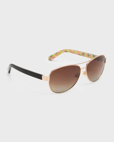 KATE SPADE DALIA STAINLESS STEEL AVIATOR SUNGLASSES
