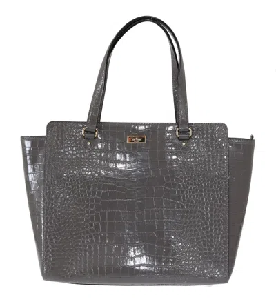 KATE SPADE GREY CROC EMBOSSED LEATHER ELISSA BRISTOL DRIVE TOTE HANDBAG BAG