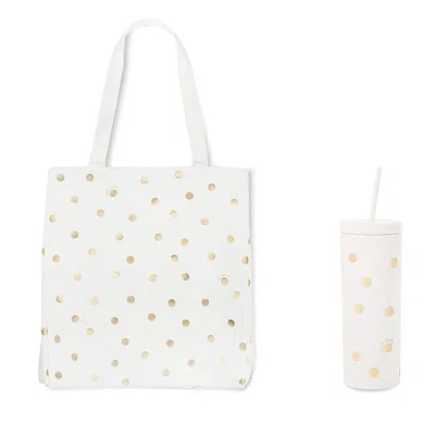 KATE SPADE KATE SPADE NEW YORK GOLD DOT WITH SCRIPT TOTE & TUMBLER SET