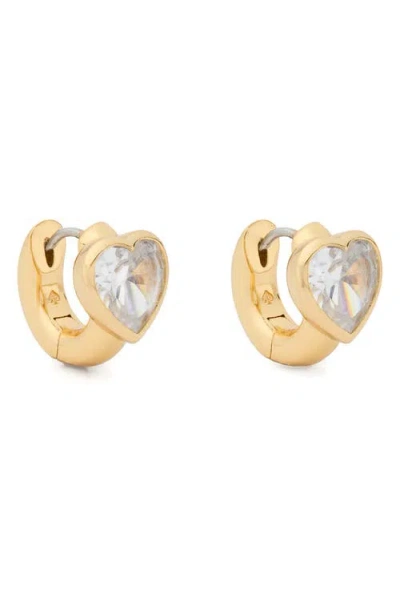 KATE SPADE KATE SPADE NEW YORK KEEP SPARKLING HEART HUGGIE HOOP EARRINGS