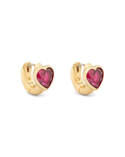 KATE SPADE KATE SPADE NEW YORK KEEP SPARKLING STONE HEART HUGGIE HOOP EARRINGS IN GOLD TONE