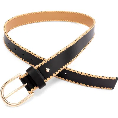 KATE SPADE KATE SPADE NEW YORK STRAW EDGE LEATHER BELT