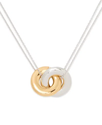 KATE SPADE TWO-TONE INTERLOCK RING PENDANT NECKLACE, 16" + 3" EXTENDER
