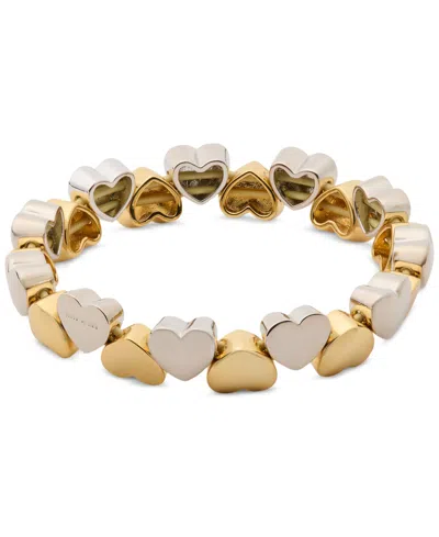 KATE SPADE TWO-TONE POLISHED HEART DOUBLE ROW STRETCH BRACELET