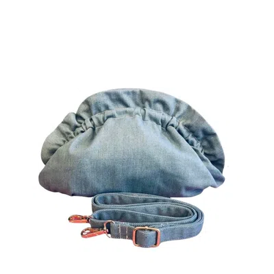 KATERINA NYC WOMEN'S BLUE DENIM RUFFLE CROSSBODY CLUTCH