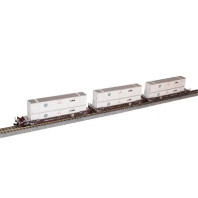 KATO N SCALE GUNDERSON MAXI-IV DOUBLE STACK 3 UNIT SET BNSF 253770 WITH HUB CONTAINERS