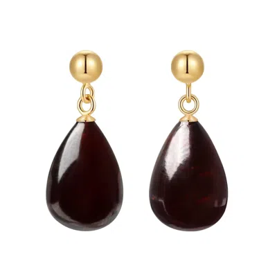 KATY FAYE WOMEN'S RED / GOLD JANUARY GARNET EARRINGS