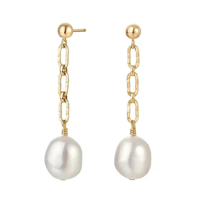 KATY FAYE WOMEN'S GOLD / WHITE LANA PEARL EARRINGS