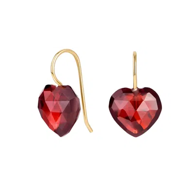 KATY FAYE WOMEN'S GOLD / RED CHARLOTTE GARNET HEART EARRINGS