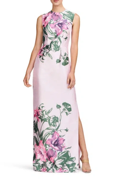 KAY UNGER KAY UNGER AYLA PLACEMENT PRINT COLUMN GOWN