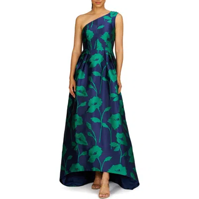 KAY UNGER KAY UNGER TIARA FLORAL PRINT ONE-SHOULDER GOWN
