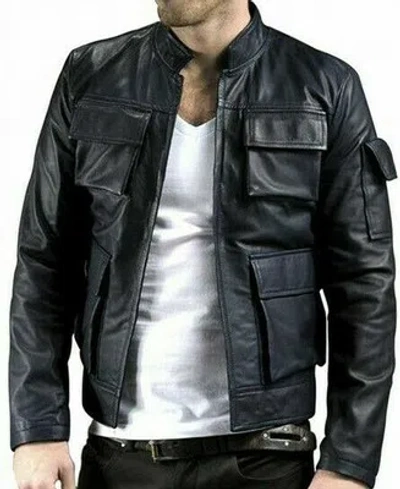 KAYS LEDER HAN SOLO EMPIRE STRIKES BACK STAR WARS JACKE ECHTE LAMMFELL-HALLOWEEN-JACKE