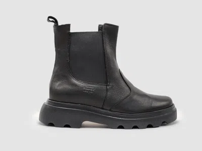 KCR GROUP WOMEN'S MODERN INSULATED ZIP-UP CHELSEA LEATHER BOOTS IN BLACK