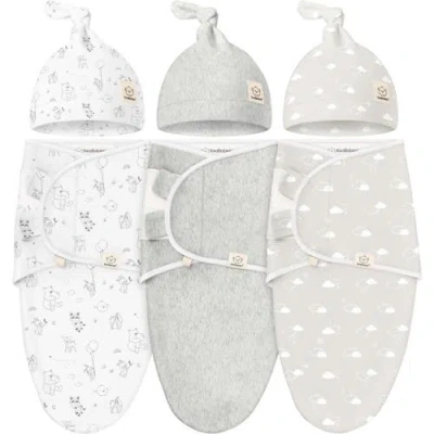 KEABABIES KEABABIES 3-PACK SOOTHE SWADDLE WRAPS WITH KNOT HATS