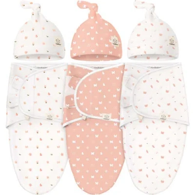 KEABABIES KEABABIES 3-PACK SOOTHE SWADDLE WRAPS WITH KNOT HATS