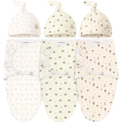 KEABABIES KEABABIES 3-PACK SOOTHE SWADDLE WRAPS WITH KNOT HATS