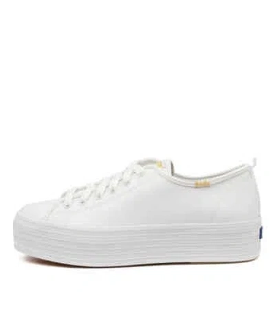KEDS KEDS TRIPLE UP WHITE LEATHER WOMENS SHOES CASUAL SNEAKERS CASUAL