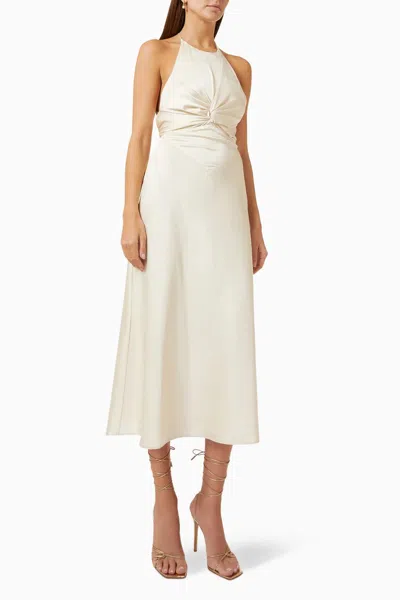 KEEPSAKE KENNEDY KNOT MIDI DRESS IN SATIN