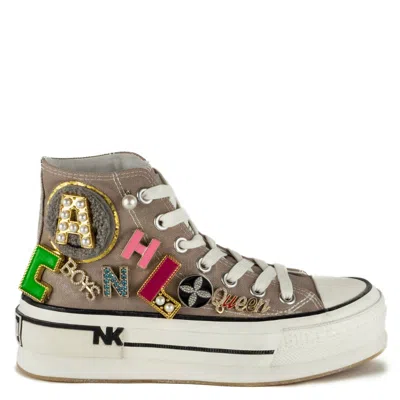 KEITH SCARROTT SHOES WOMEN'S NEUTRALS ALFABETO TAUPE HI-TOP
