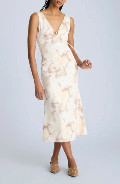 KENNETH COLE KENNETH COLE FLORAL PRINT SLEEVELESS MIDI DRESS