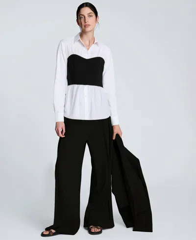 KENNETH COLE WOMEN'S POPLIN BUSTIER-STYLE SHIRT