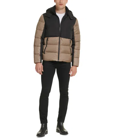 KENNETH COLE MEN'S COLORBLOCK MIXED-MEDIA PUFFER JACKET