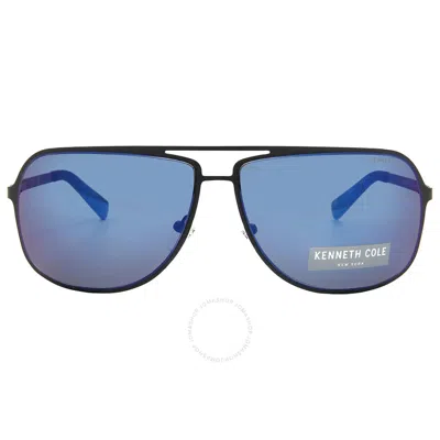 KENNETH COLE NEW YORK KENNETH COLE NEW YORK BLUE MIRROR PILOT MEN'S SUNGLASSES KC00022 02X 64