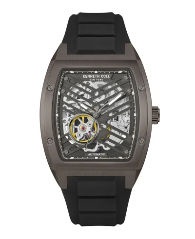 KENNETH COLE NEW YORK MEN'S AUTOMATIC BLACK SILICONE WATCH 40MM