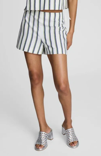 KENNETH COLE KENNETH COLE STRIPE COTTON & LINEN BLEND SHORTS