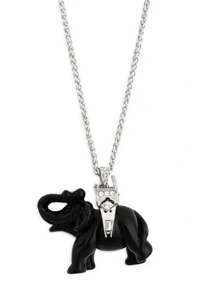 KENNETH JAY LANE KENNETH JAY LANE BLACK ELEPHANT PENDANT LONG NECKLACE