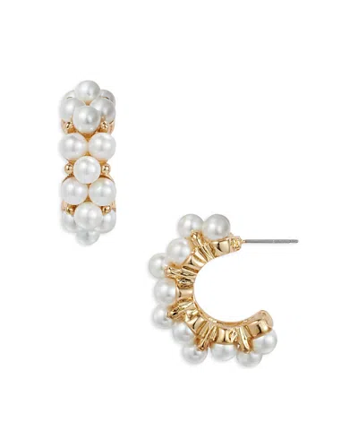 KENNETH JAY LANE IMITATION PEARL CLUSTER HOOP EARRINGS