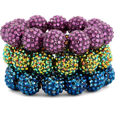 KENNETH JAY LANE KENNETH JAY LANE SET OF 3 PAVÉ RHINESTONE BEADED STRETCH BRACELETS