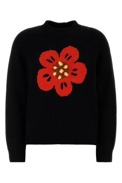 KENZO KENZO BLACK COTTON BLEND SWEATER