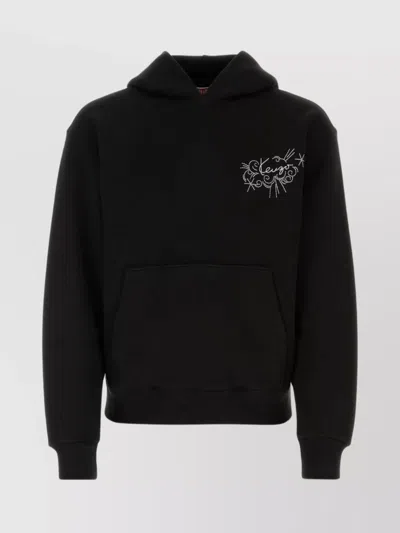 KENZO COTTON SWEATSHIRT WITH FRONT POCKET AND HOOD