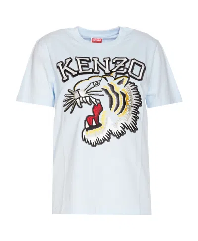 KENZO KENZO LOGO EMBROIDERED CREWNECK T-SHIRT