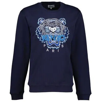 KENZO KENZO EMBROIDERED VARSITY TIGER ICON NAVY BLUE JUMPER