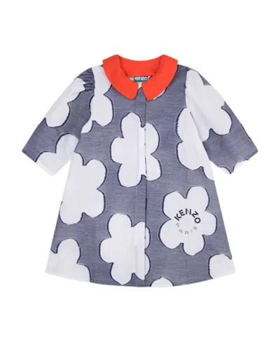 KENZO FLORAL-PRINT SHORT-SLEEVE DRESS