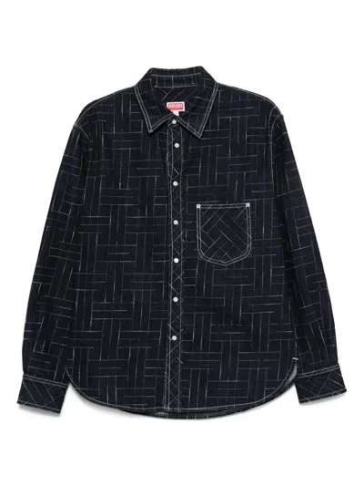 KENZO GEOMETRIC-PATTERN COTTON SHIRT